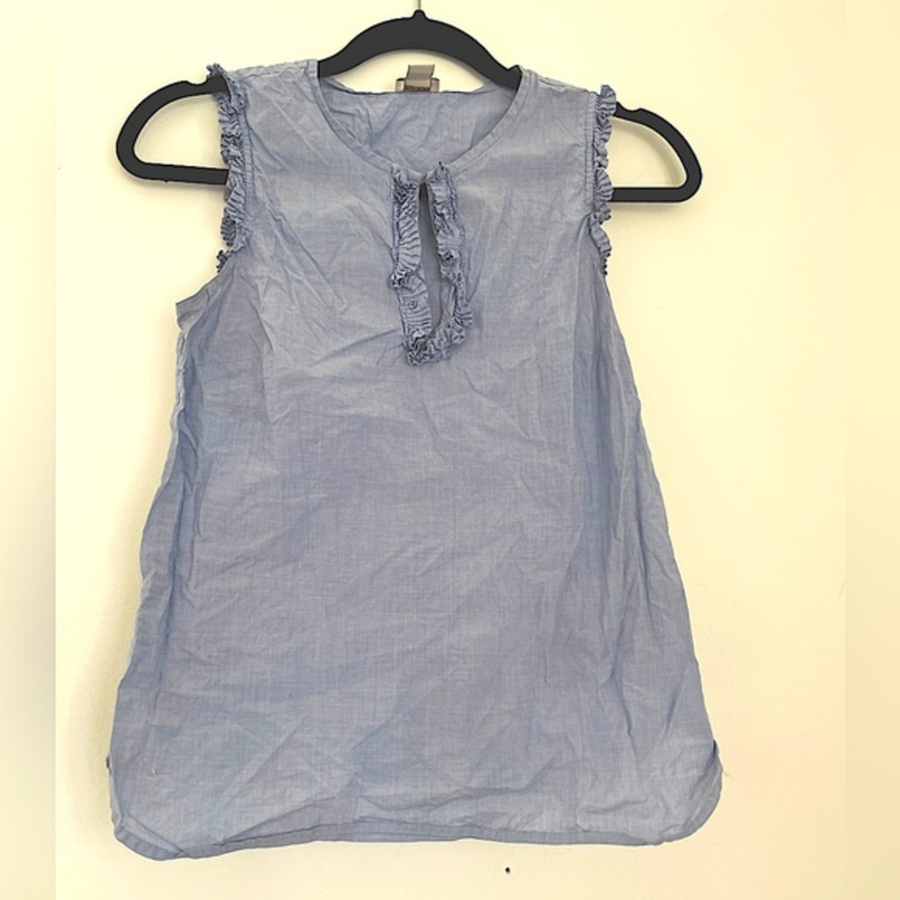 J. Crew Margot Pleated Ruffle‎ Sleeveless Top Size 2